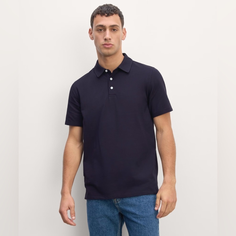 NWT Everlane The Start Up Polo Shirt Short Sleeve Navy Size Small
